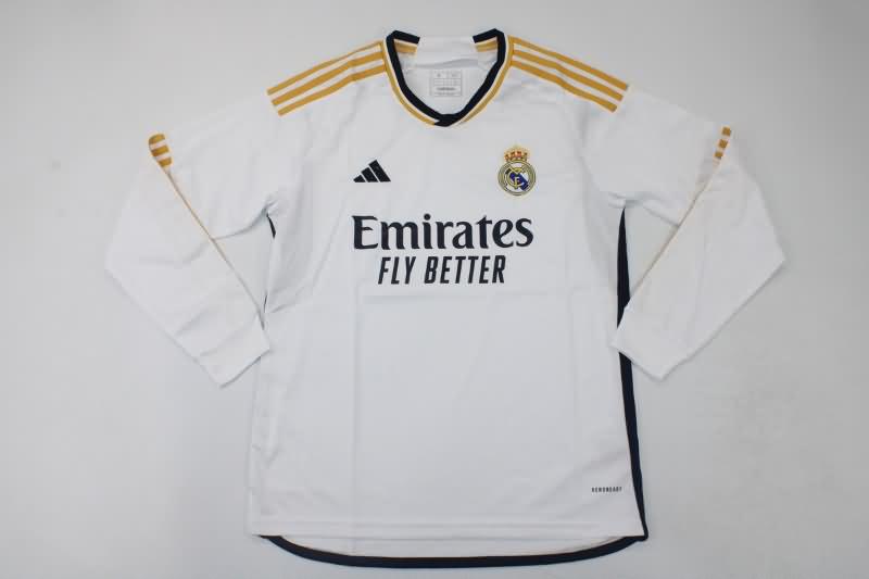 Thailand Quality(AAA) 23/24 Real Madrid Home Long Soccer Jersey