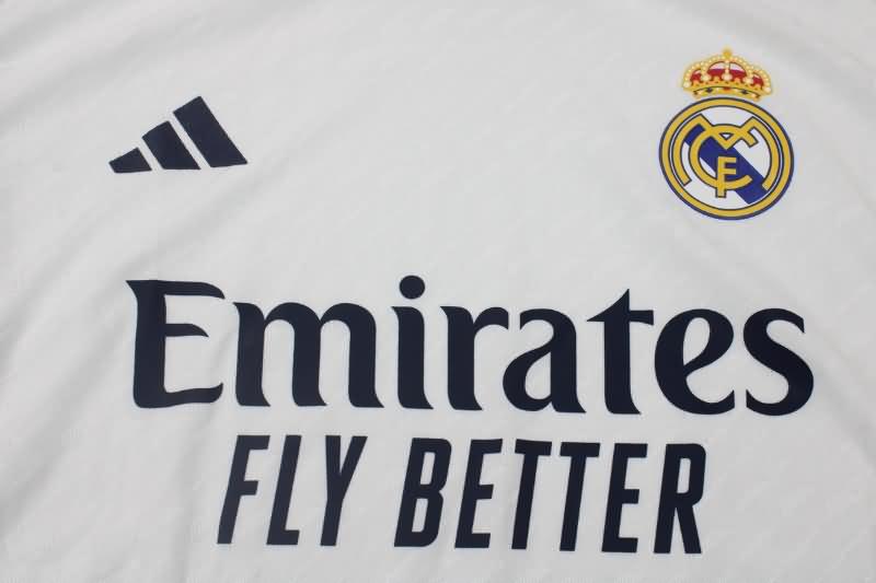 Thailand Quality(AAA) 23/24 Real Madrid Home Long Soccer Jersey (Player)