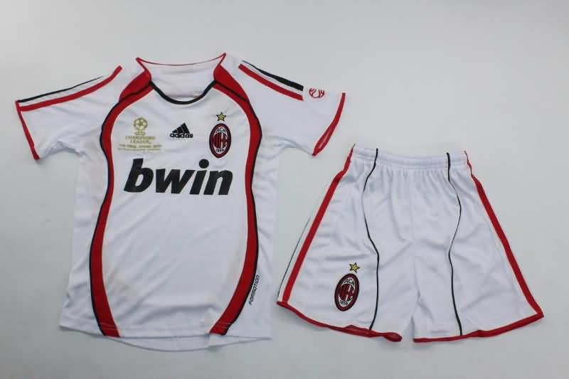 2006/07 AC Milan Away UCL Final Kids Soccer Jersey And Shorts