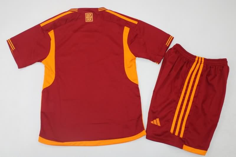 23/24 AS Roma Home Kids Soccer Jersey And Shorts