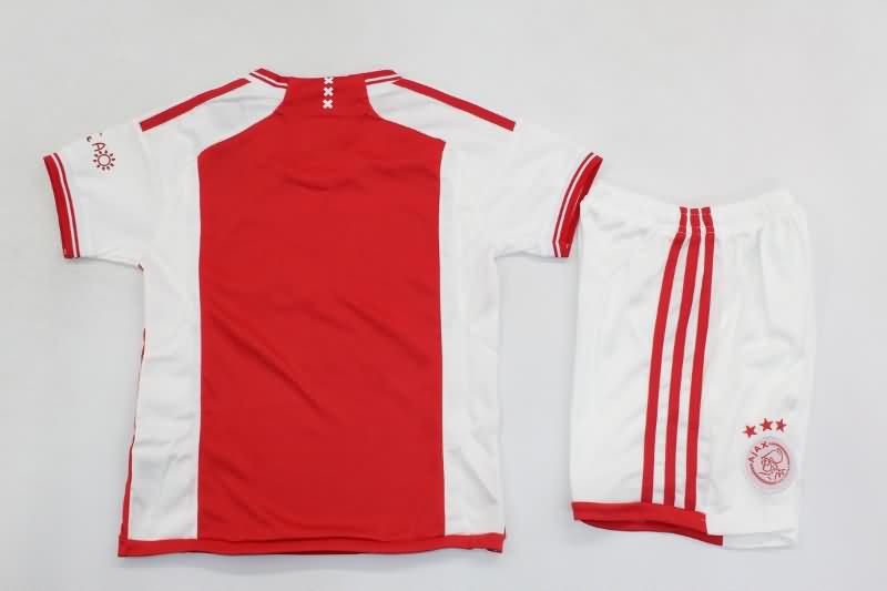 23/24 Ajax Home Kids Soccer Jersey And Shorts
