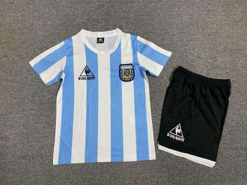 1986 Argentina Home Kids Soccer Jersey And Shorts