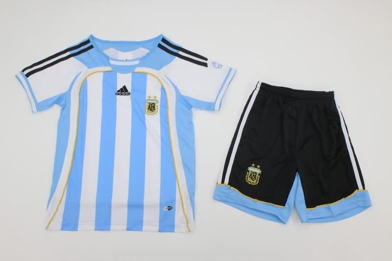 2006 Argentina Home Kids Soccer Jersey And Shorts