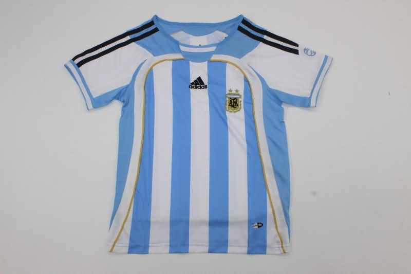 2006 Argentina Home Kids Soccer Jersey And Shorts