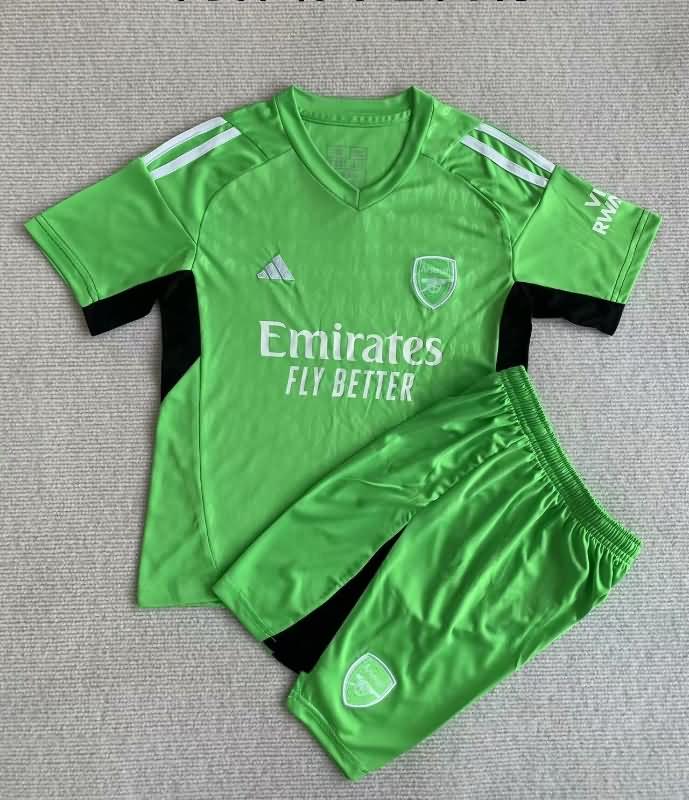 23/24 Arsenal Goalkeeper Green Kids Soccer Jersey And Shorts