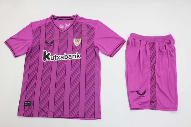 23/24 Athletic Bilbao Goalkeeper Pink Kids Soccer Jersey And Shorts