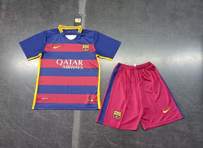 2015/16 Barcelona Home Kids Soccer Jersey And Shorts