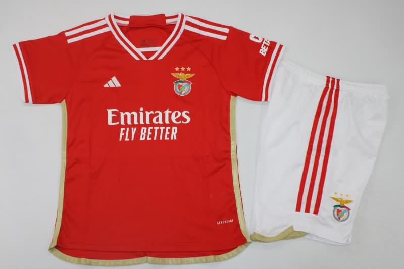 23/24 Benfica Home Kids Soccer Jersey And Shorts