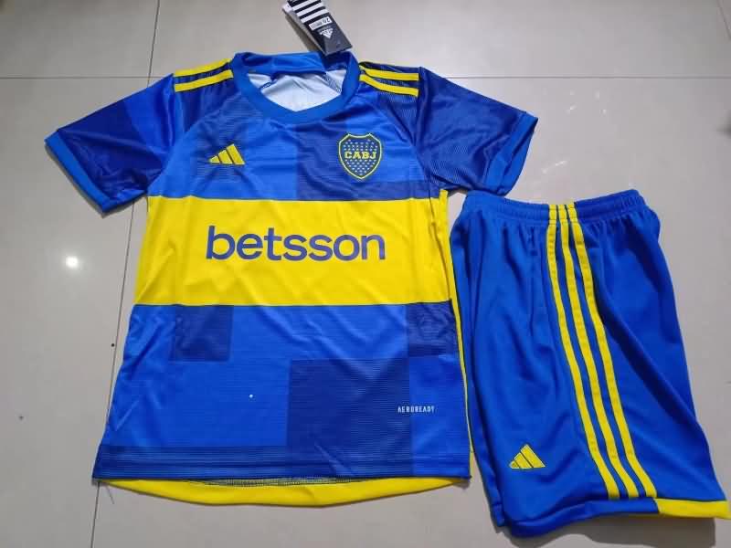 23/24 Boca Juniors Home Kids Soccer Jersey And Shorts