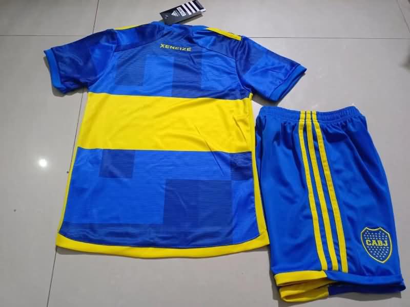 23/24 Boca Juniors Home Kids Soccer Jersey And Shorts