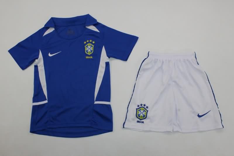 2002 Brazil Away Kids Soccer Jersey And Shorts