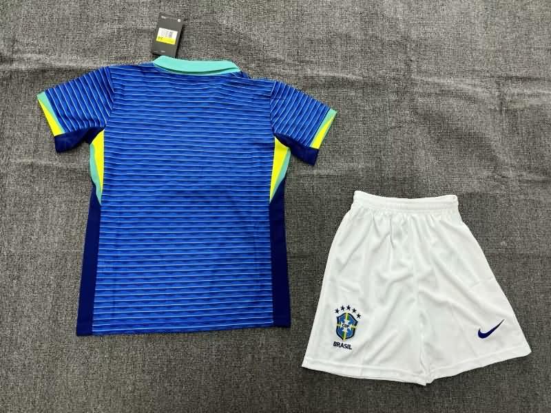 2023/24 Brazil Away Kids Soccer Jersey And Shorts