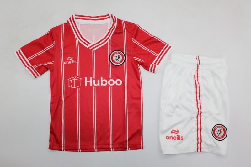 23/24 Bristol City Home Kids Soccer Jersey And Shorts
