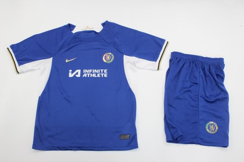 23/24 Chelsea Home Kids Soccer Jersey And Shorts