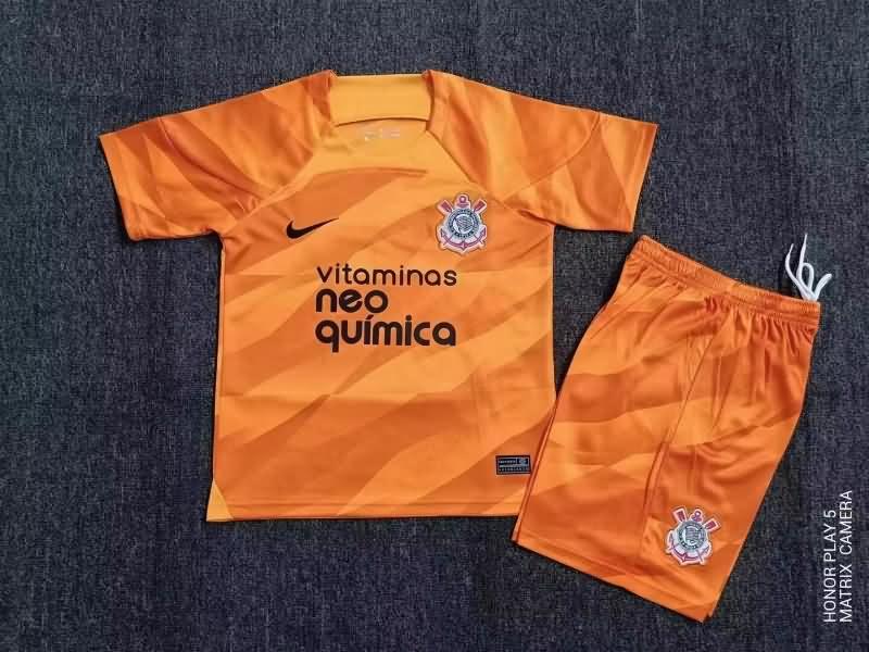 2023 Corinthians Goalkeeper Orange Kids Soccer Jersey And Shorts