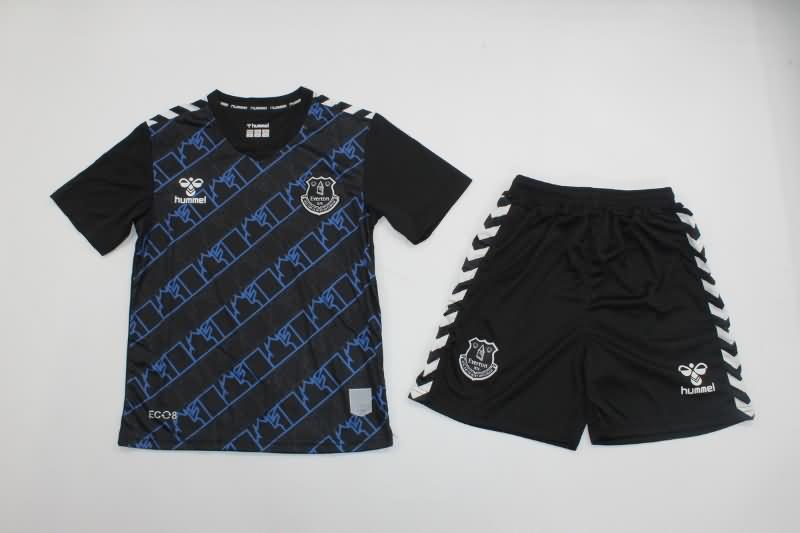 23/24 Everton Goalkeeper Black Kids Soccer Jersey And Shorts