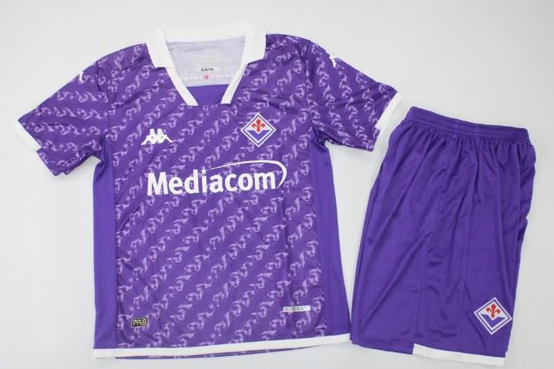23/24 Fiorentina Home Kids Soccer Jersey And Shorts