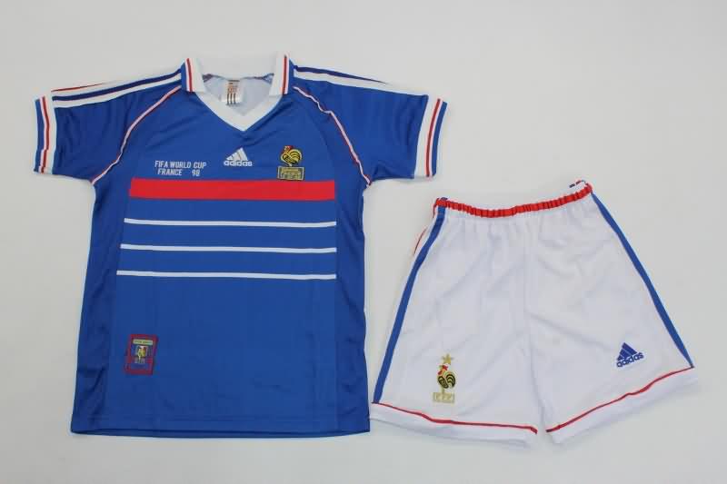 1998 France Home Kids Soccer Jersey And Shorts