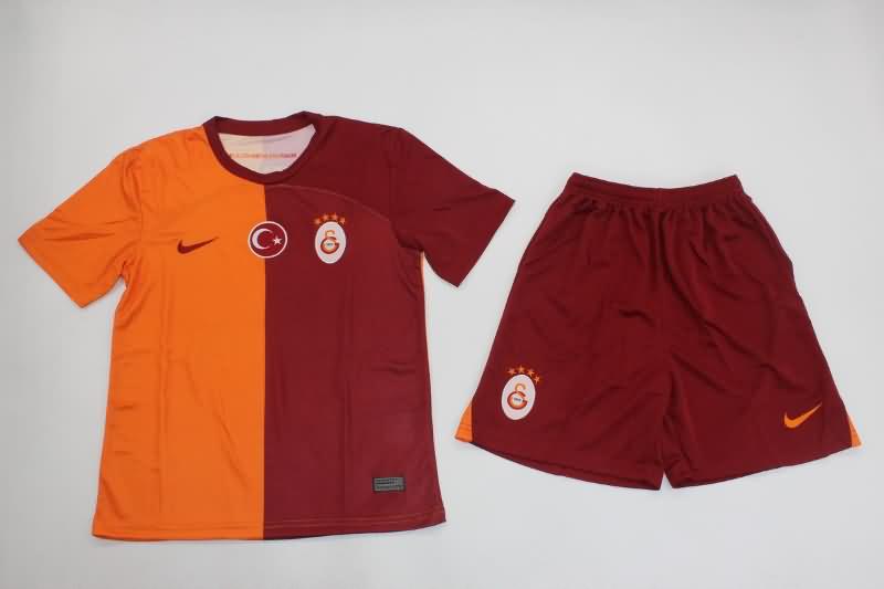 23/24 Galatasaray Home Kids Soccer Jersey And Shorts