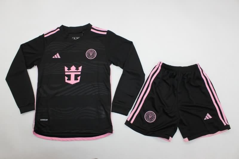 2024 Inter Miami Away Long Sleeve Kids Soccer Jersey And Shorts