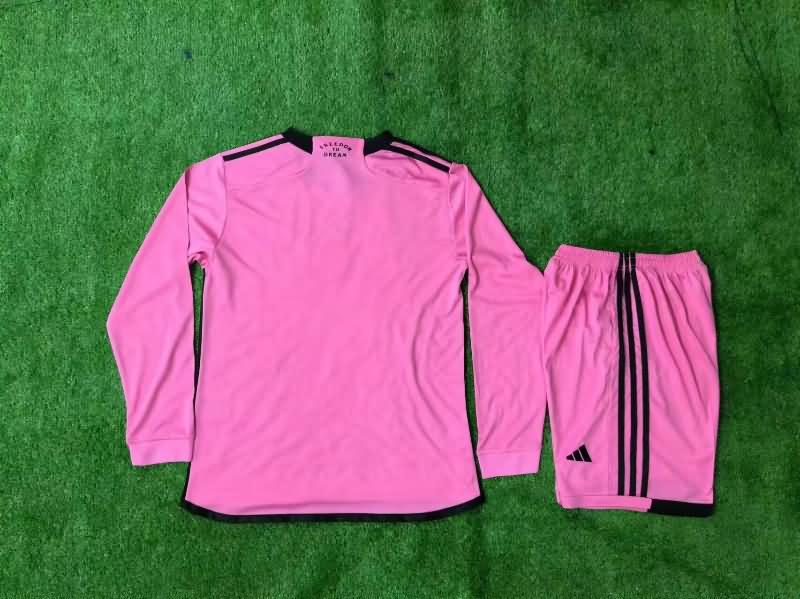 2024 Inter Miami Home Long Sleeve Kids Soccer Jersey And Shorts