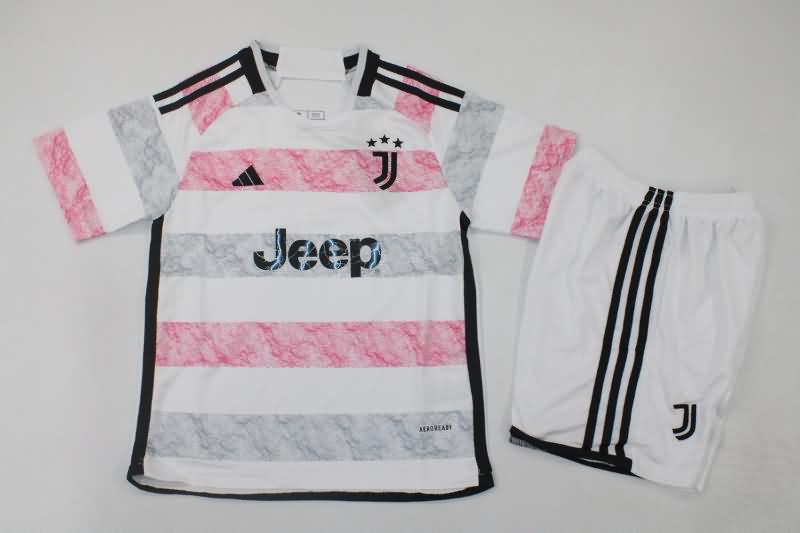 23/24 Juventus Away Kids Soccer Jersey And Shorts