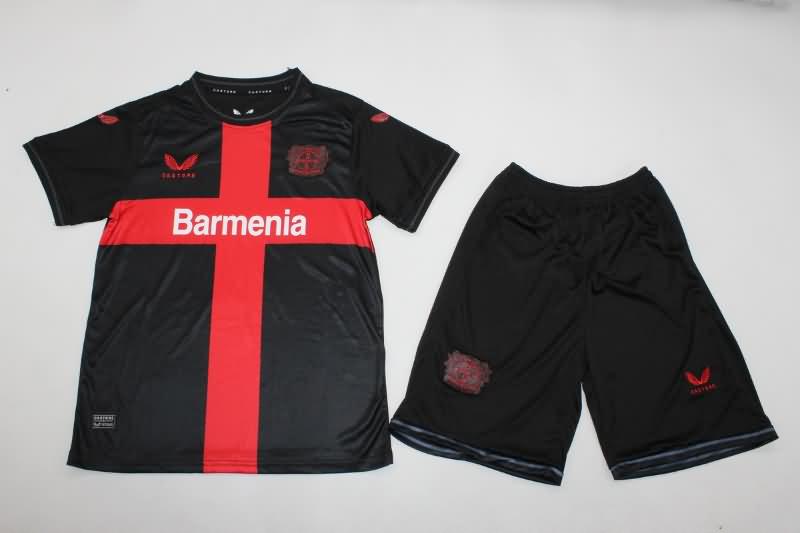 23/24 Leverkusen Home Kids Soccer Jersey And Shorts