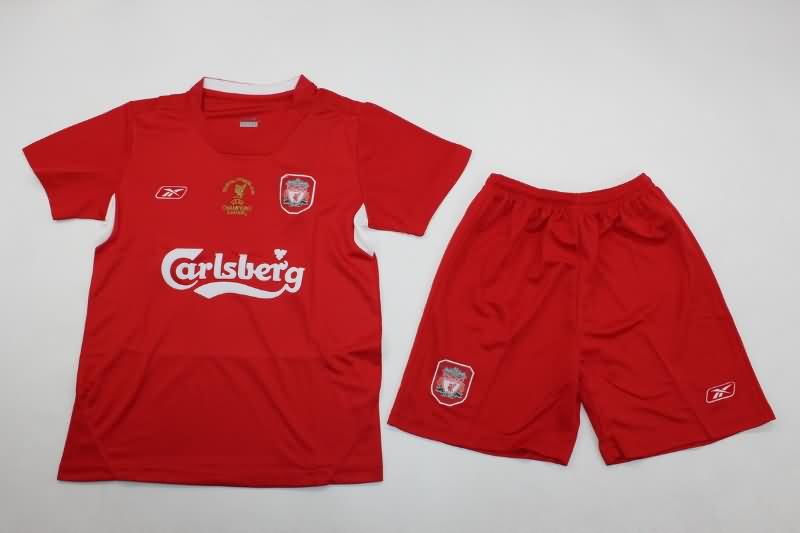 2004/05 Liverpool Home Final Kids Soccer Jersey And Shorts