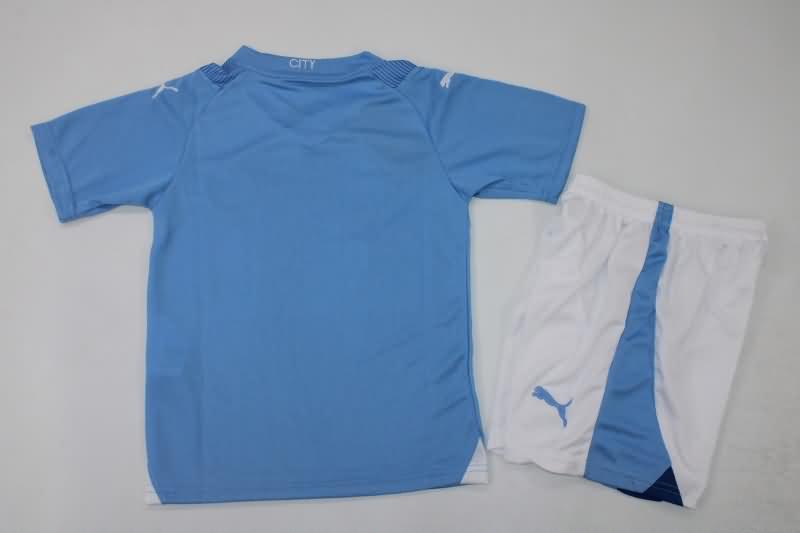 23/24 Manchester City Home Kids Soccer Jersey And Shorts
