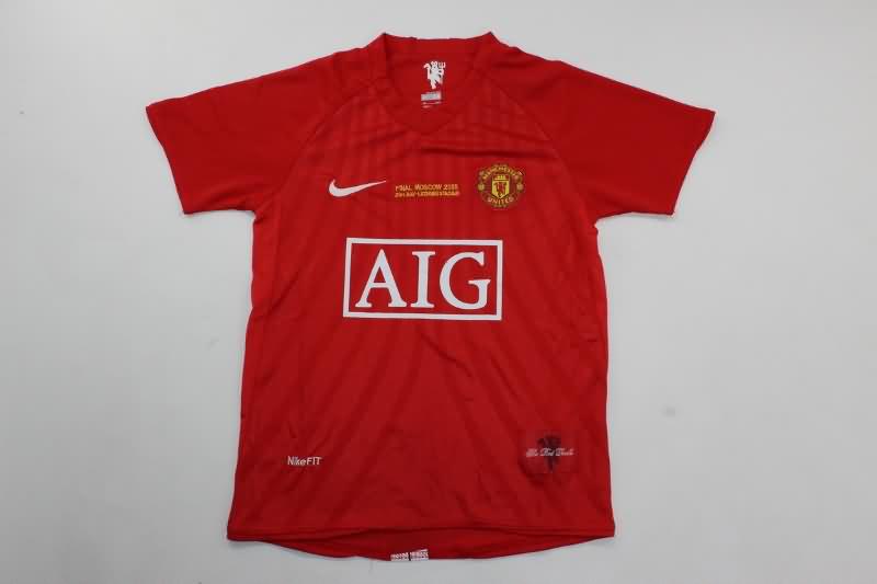 2007/08 Manchester United Home Final Kids Soccer Jersey And Shorts