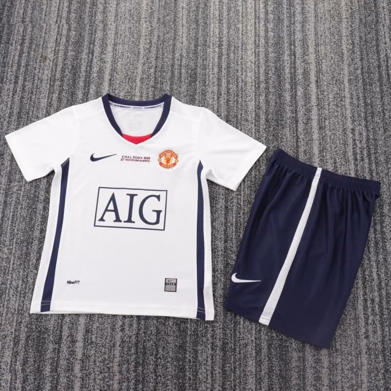 2008/09 Manchester United Away Final Kids Soccer Jersey And Shorts