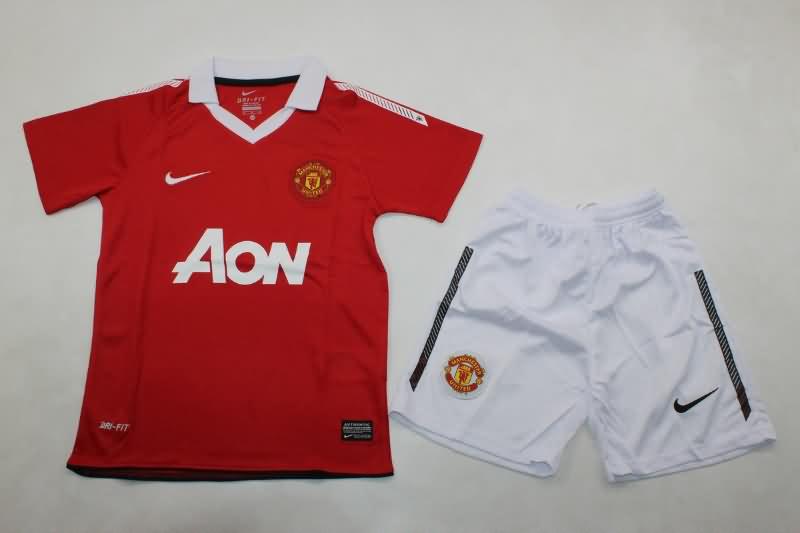 2010/11 Manchester United Home Kids Soccer Jersey And Shorts