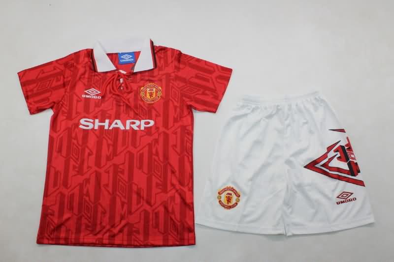 1992/94 Manchester United Home Kids Soccer Jersey And Shorts