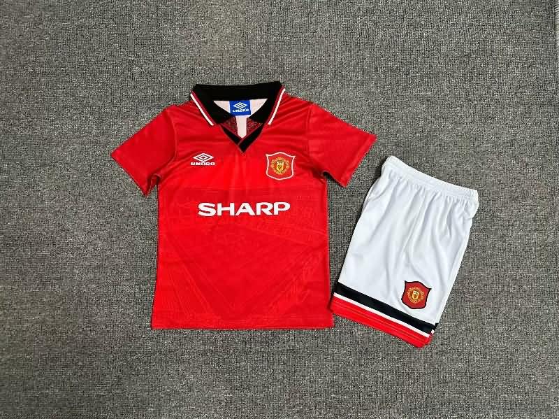 1994/96 Manchester United Home Kids Soccer Jersey And Shorts