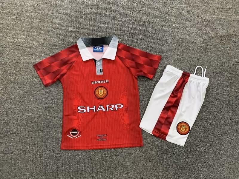 1996/98 Manchester United Home Kids Soccer Jersey And Shorts
