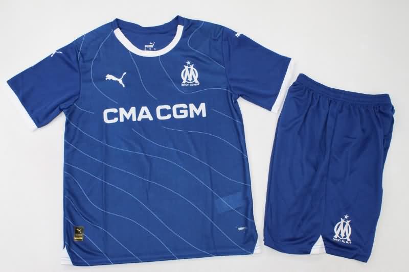 23/24 Marseilles Away Kids Soccer Jersey And Shorts