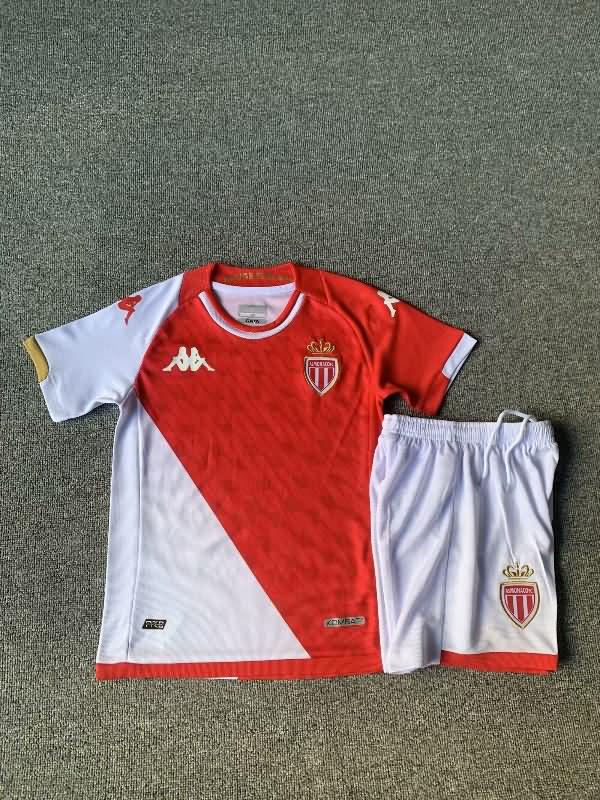 23/24 Monaco Home Kids Soccer Jersey And Shorts