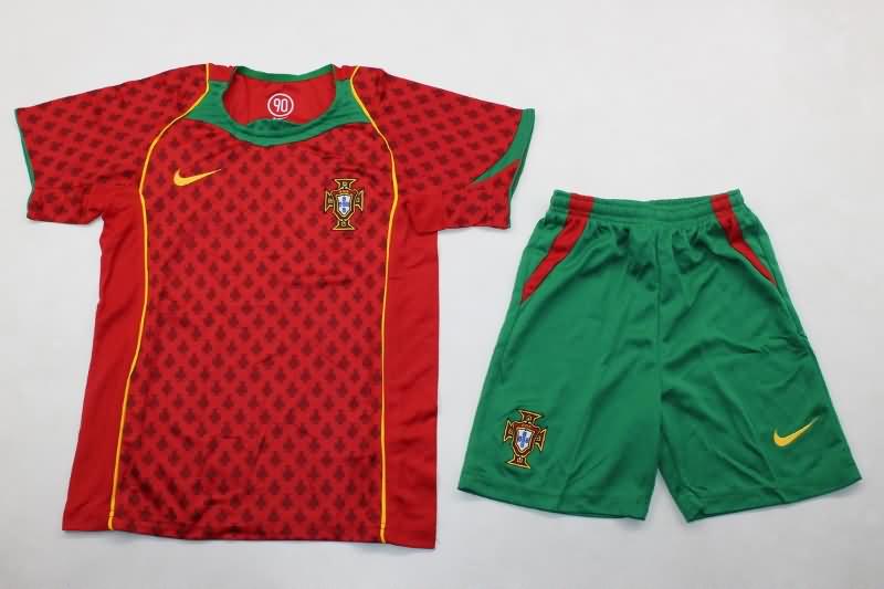 2004 Portugal Home Kids Soccer Jersey And Shorts