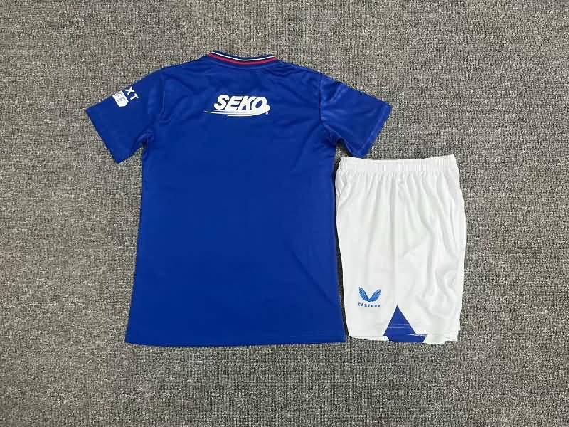 23/24 Rangers Home Kids Soccer Jersey And Shorts