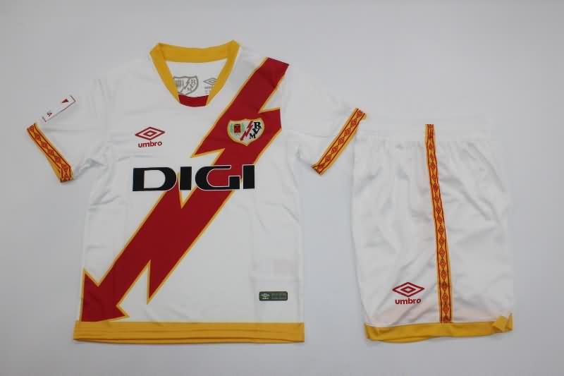23/24 Rayo Vallecano Home Kids Soccer Jersey And Shorts