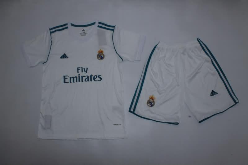 17/18 Real Madrid Home Kids Soccer Jersey And Shorts
