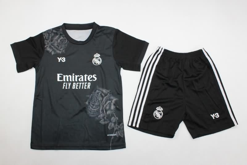 23/24 Real Madrid Fourth Black Kids Soccer Jersey And Shorts