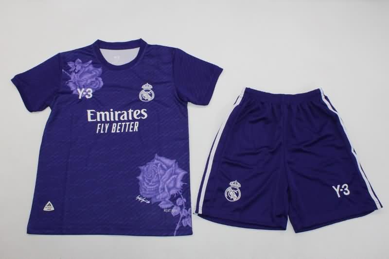 23/24 Real Madrid Fourth Purple Kids Soccer Jersey And Shorts