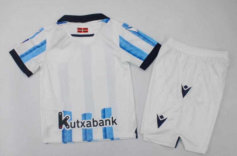 23/24 Real Sociedad Home Kids Soccer Jersey And Shorts