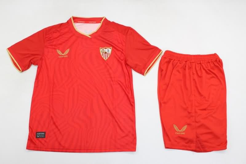 23/24 Sevilla Away Kids Soccer Jersey And Shorts