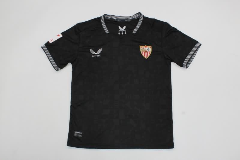 23/24 Sevilla Goalkeeper Black Kids Soccer Jersey And Shorts