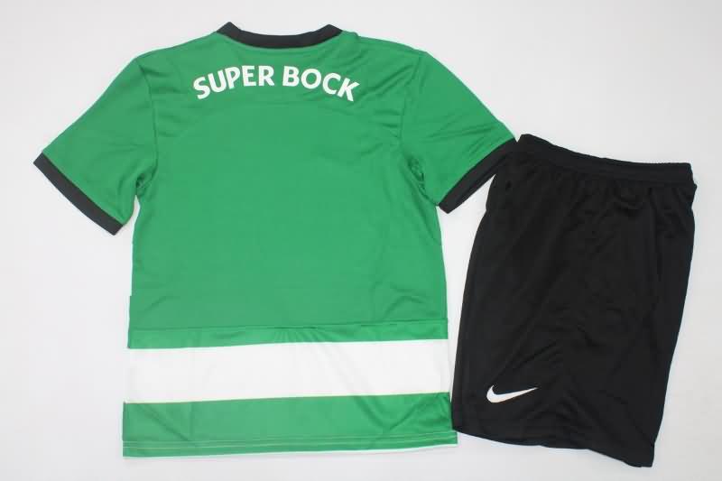 23/24 Sporting Lisbon Home Kids Soccer Jersey And Shorts