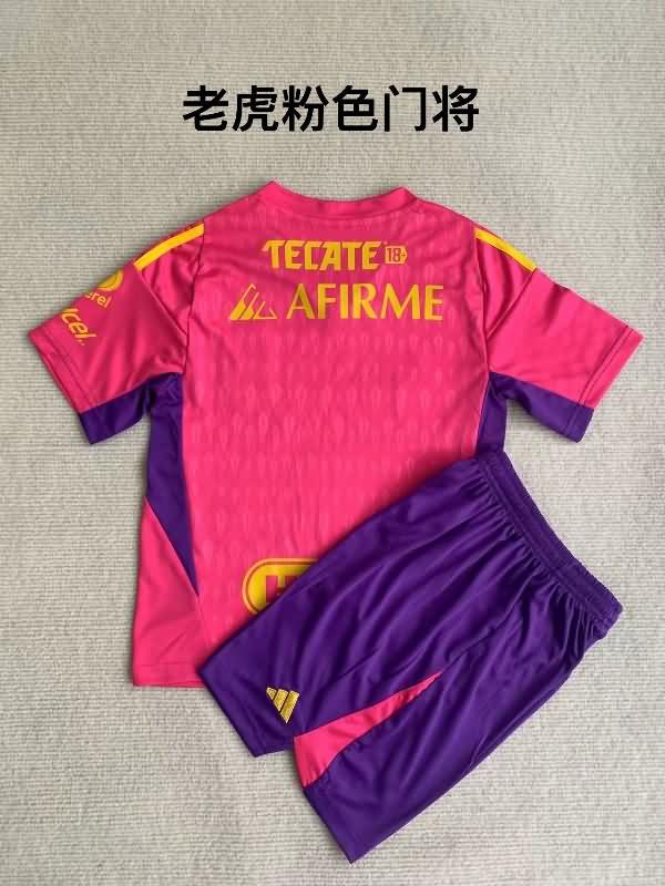 23/24 Tigres UANL Goalkeeper Pink Kids Soccer Jersey And Shorts