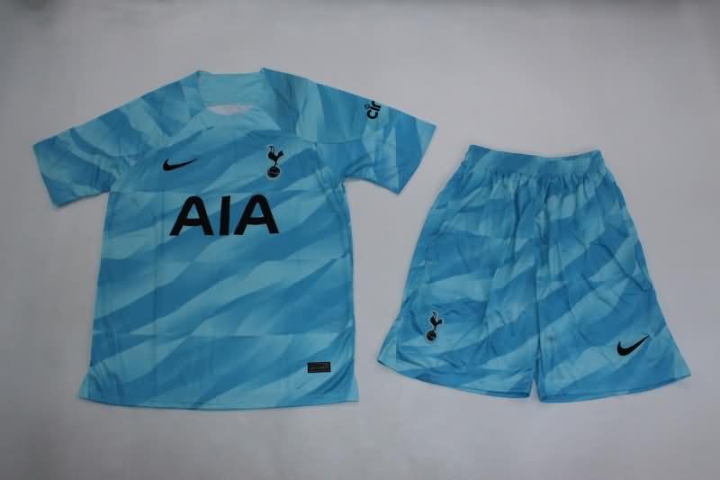 23/24 Tottenham Hotspur Goalkeeper Blue Kids Soccer Jersey And Shorts