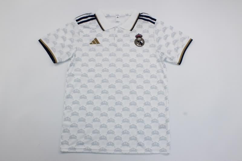Thailand Quality(AAA) 23/24 Real Madrid White Polo Soccer T-Shirt 03